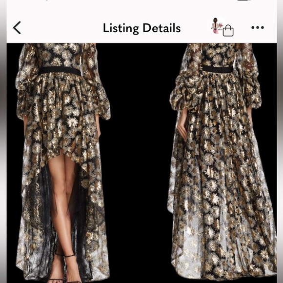 Zendaya Collection for Aqua Fireworks Dress Black Gold Sheer Hi-Low Size S - Picture 6 of 12